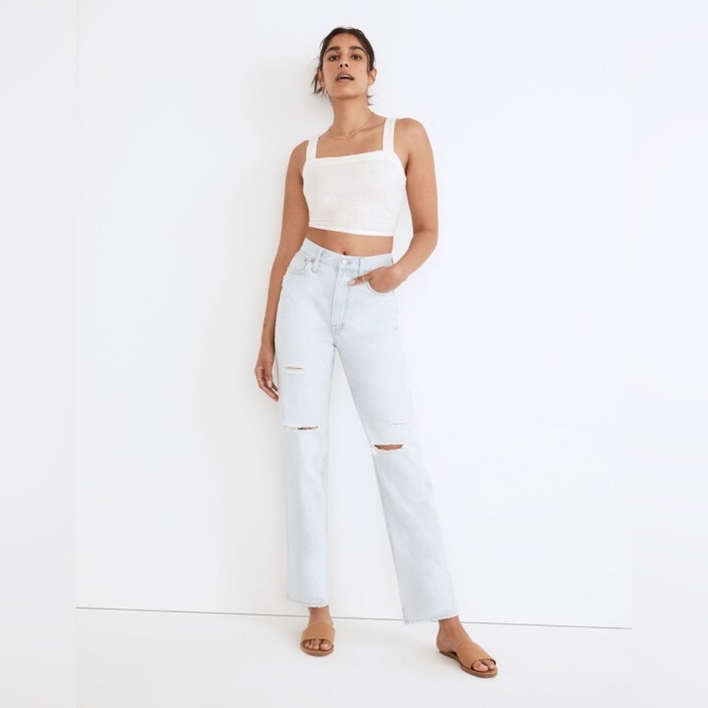 Madewell Perfect Vintage Straight Jeans Pearse‎ Wash Destructed NWT Size 25 (0)